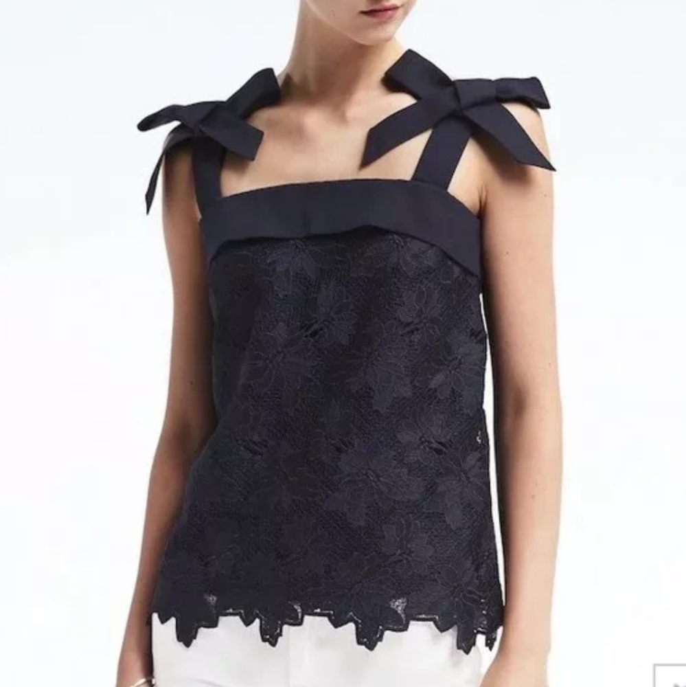 Navy lace top